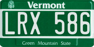 VT license plate LRX586