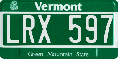 VT license plate LRX597