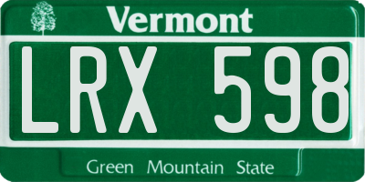 VT license plate LRX598