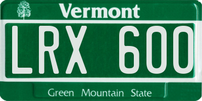 VT license plate LRX600
