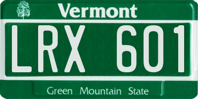 VT license plate LRX601