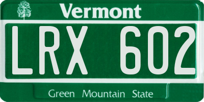 VT license plate LRX602