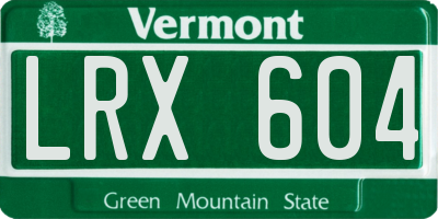 VT license plate LRX604