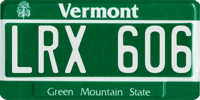 VT license plate LRX606