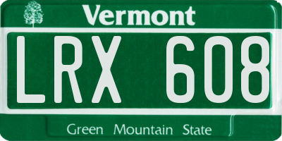 VT license plate LRX608