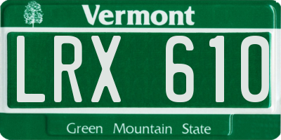 VT license plate LRX610