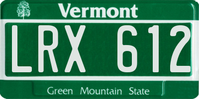VT license plate LRX612