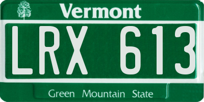 VT license plate LRX613