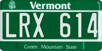 VT license plate LRX614