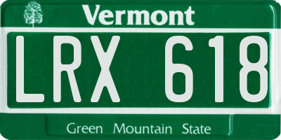VT license plate LRX618