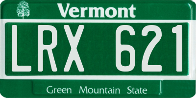 VT license plate LRX621