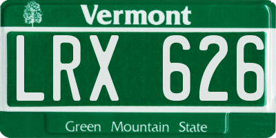 VT license plate LRX626