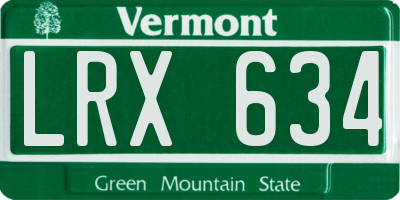 VT license plate LRX634