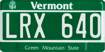 VT license plate LRX640