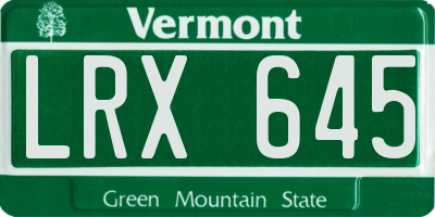 VT license plate LRX645