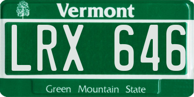 VT license plate LRX646