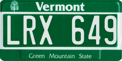 VT license plate LRX649