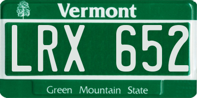 VT license plate LRX652