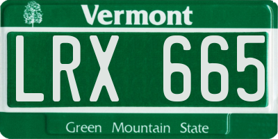 VT license plate LRX665
