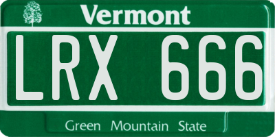 VT license plate LRX666