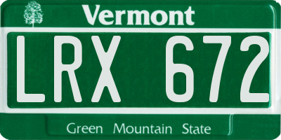 VT license plate LRX672
