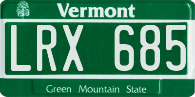 VT license plate LRX685