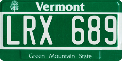 VT license plate LRX689
