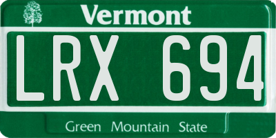 VT license plate LRX694