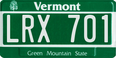 VT license plate LRX701