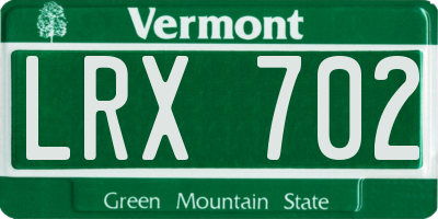VT license plate LRX702