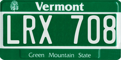 VT license plate LRX708