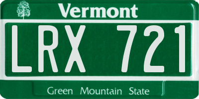 VT license plate LRX721