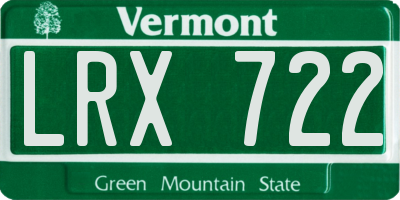 VT license plate LRX722