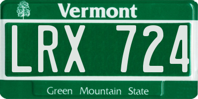 VT license plate LRX724