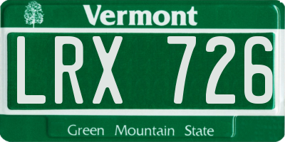 VT license plate LRX726