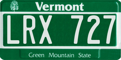 VT license plate LRX727