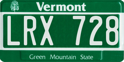 VT license plate LRX728