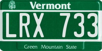 VT license plate LRX733