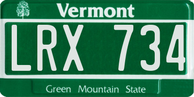 VT license plate LRX734
