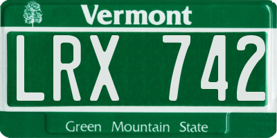 VT license plate LRX742