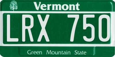 VT license plate LRX750