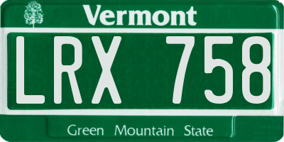 VT license plate LRX758