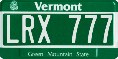 VT license plate LRX777