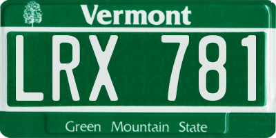 VT license plate LRX781