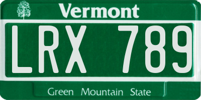 VT license plate LRX789