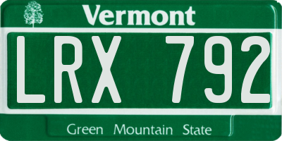 VT license plate LRX792