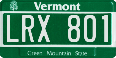 VT license plate LRX801