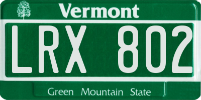 VT license plate LRX802