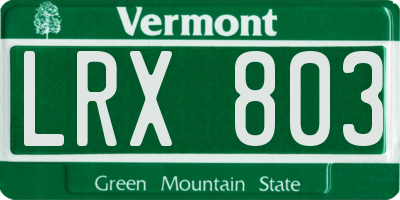 VT license plate LRX803