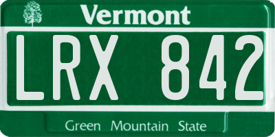 VT license plate LRX842